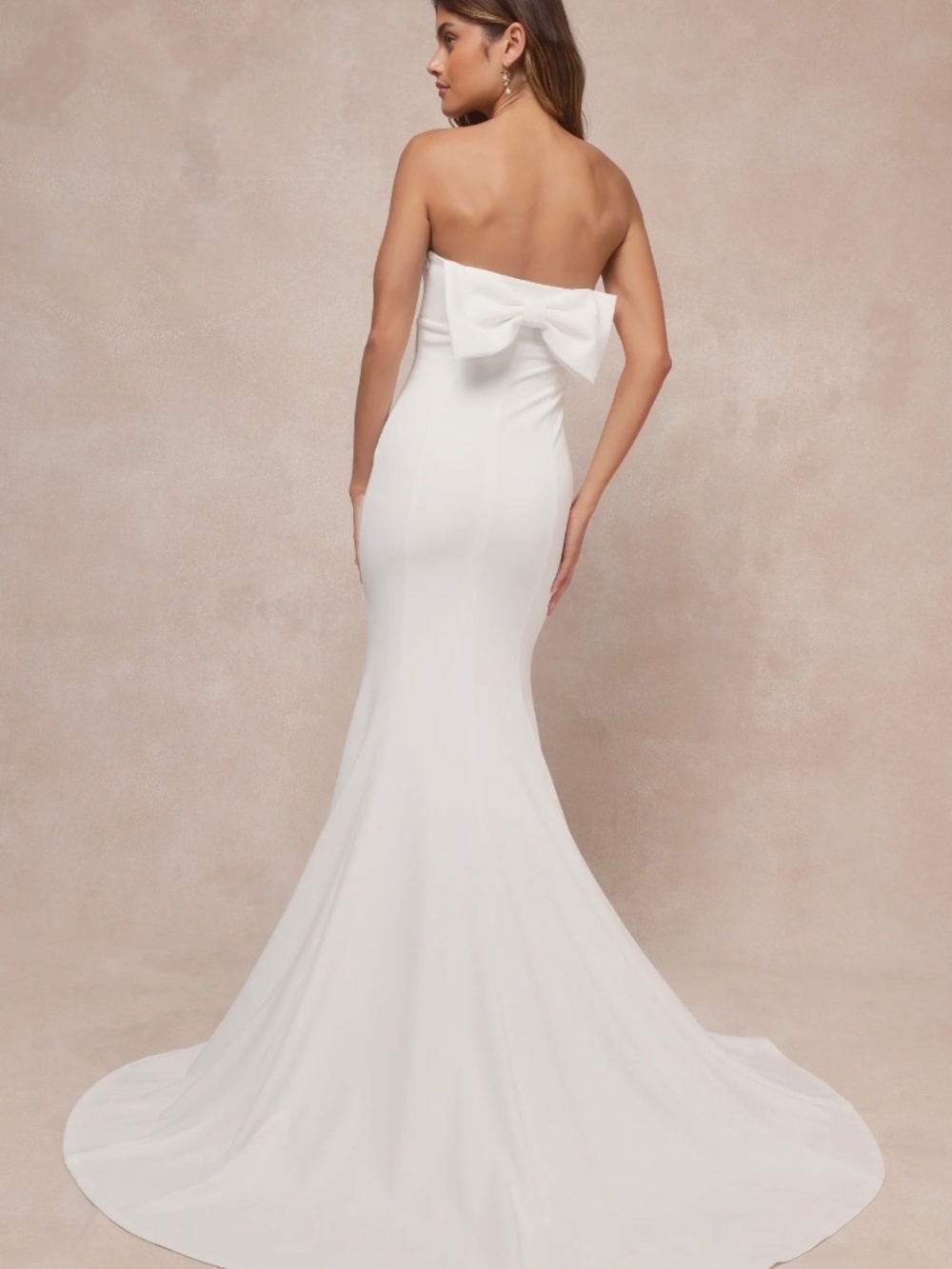 Perfectly Romantic White Strapless Bow Mermaid Maxi Dress
